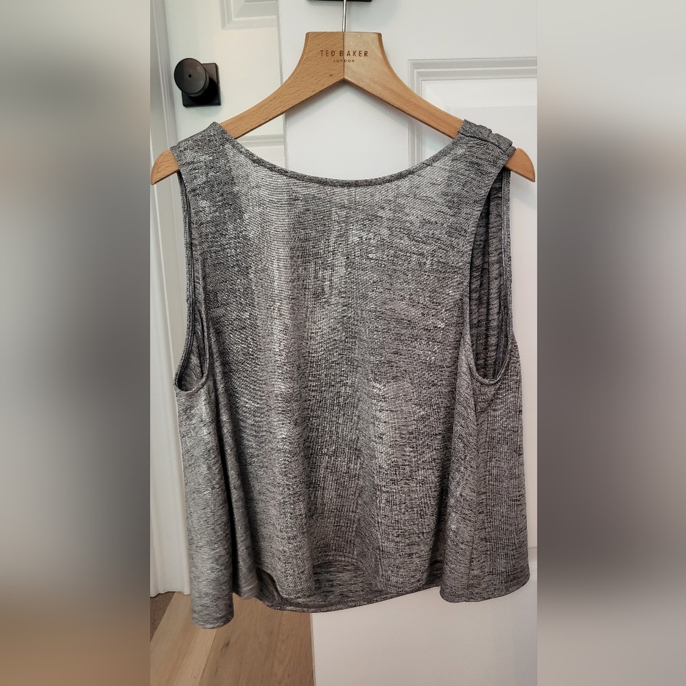 AQUA Crop gray metallic effect top